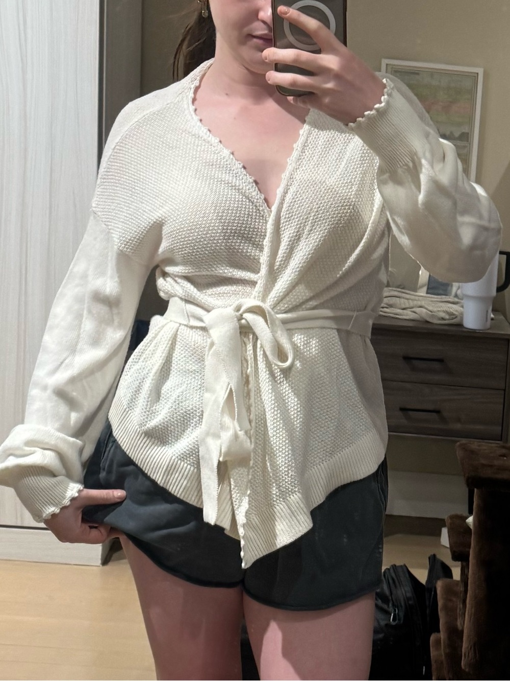 Halogen Ivory Wrap Knit Cardigan